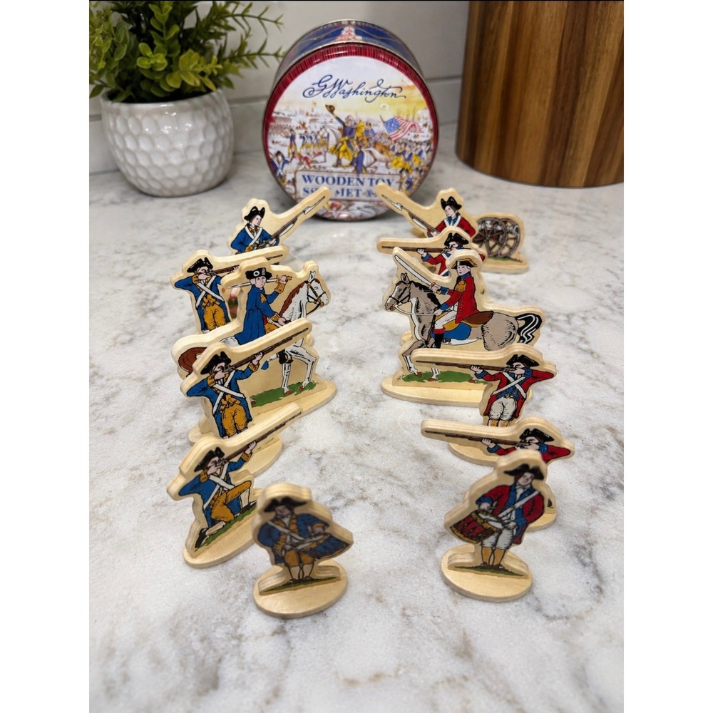 Mount Vernon Wooden Toy Soldier Set Kids OS Multi Excellent 14pc Revolutionary